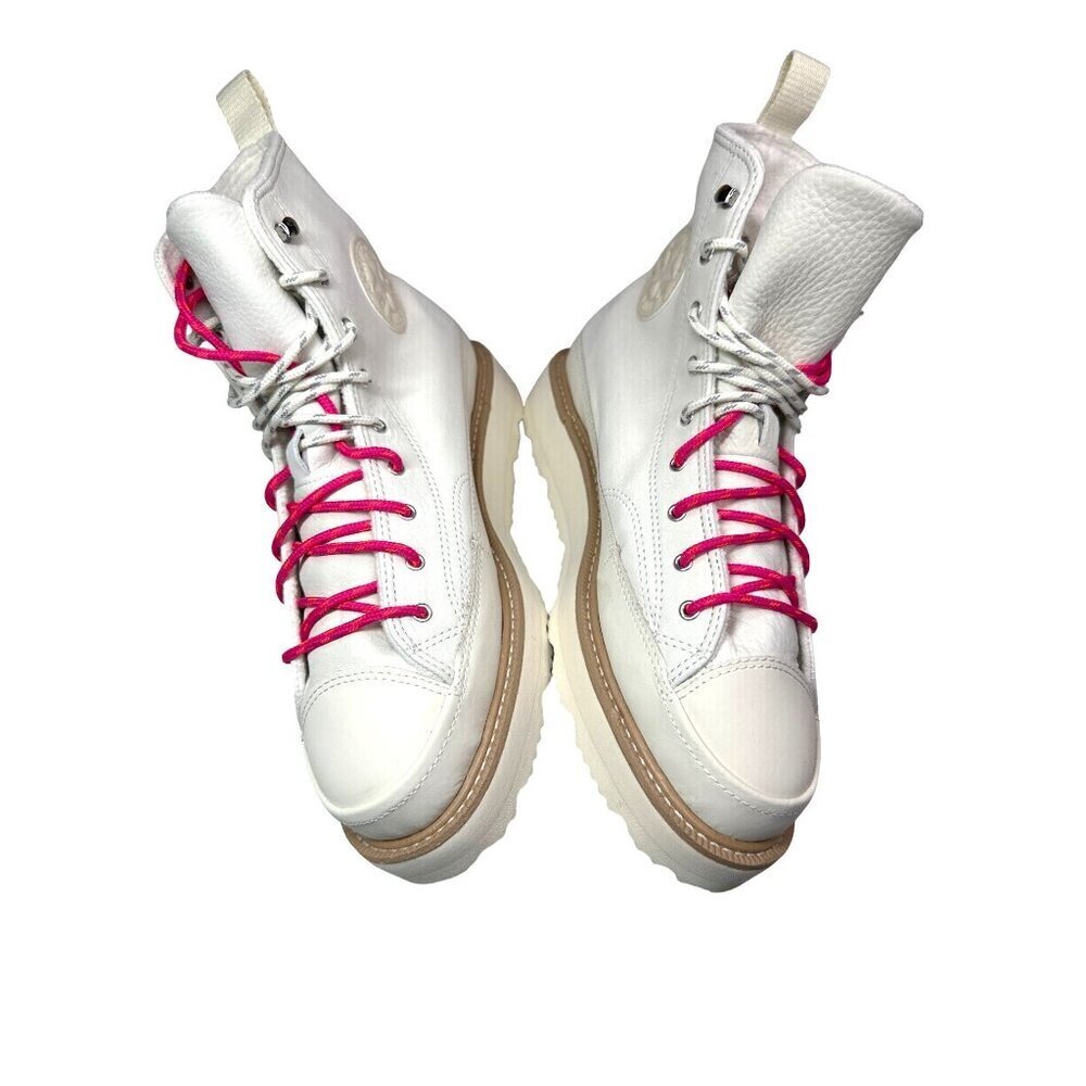 Converse Chuck Taylor All Star Shoes Womens Size 10 White Leather High Top Boots - Picture 14 of 16